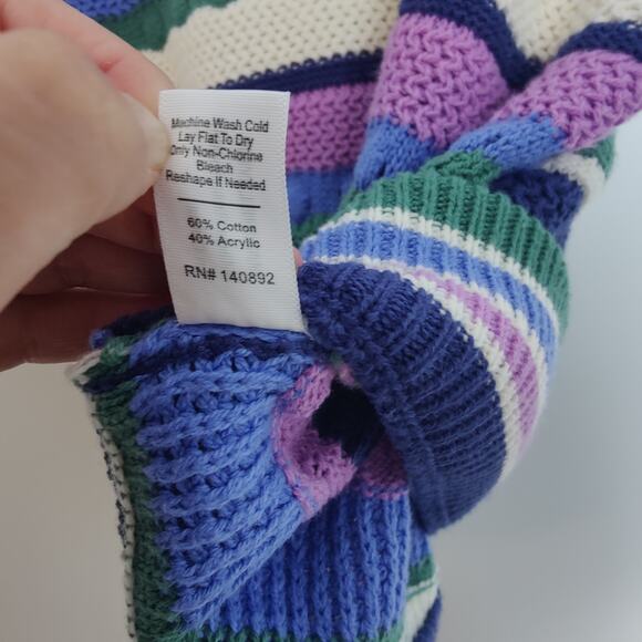 NWT Marine Layer Sz L Rory Crochet Knit Stripe Sleeveless Sweater Vest Purple - Picture 6 of 7